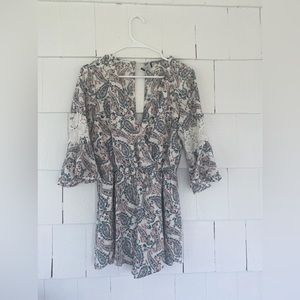 Long sleeve floral romper